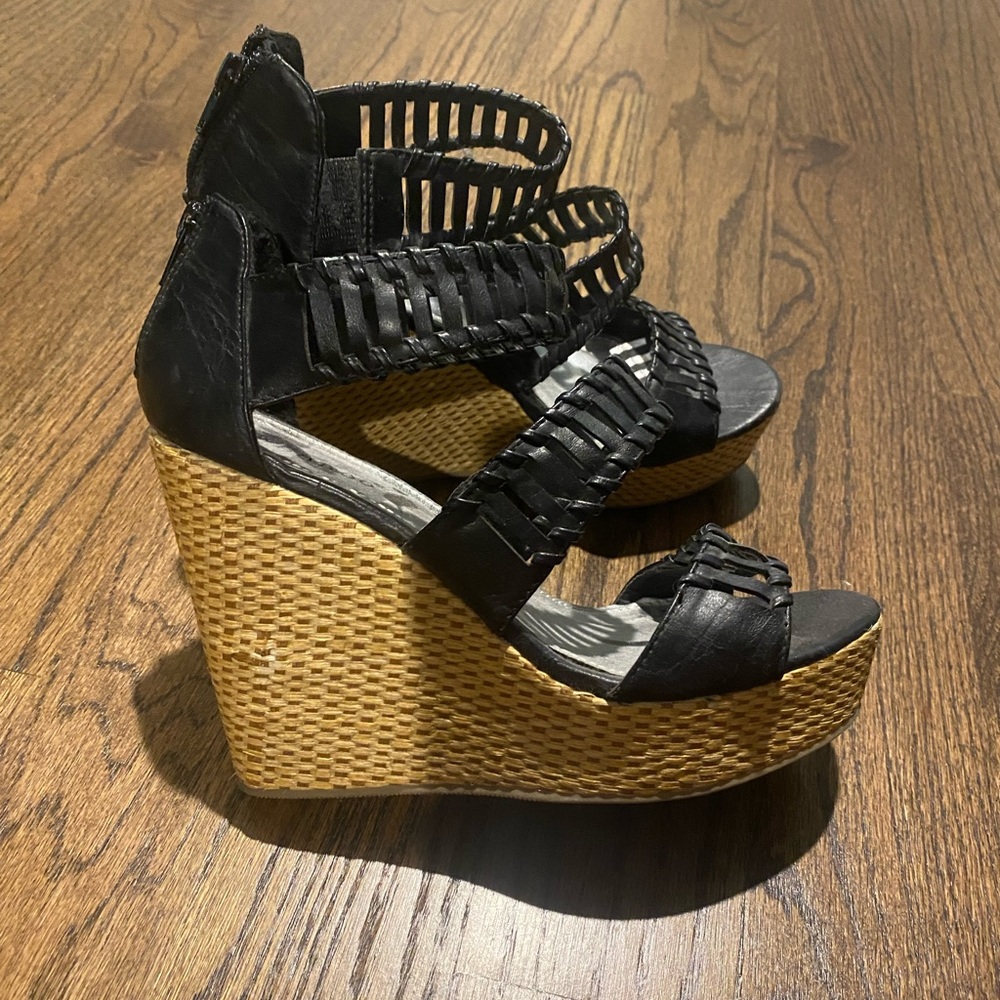Black Wedge Sandal 7.5